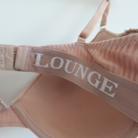 LOUNGE T-Shirt Bra in Ribbed Taupe Nude Comfort Neutral Minimalist - Size 34F - Picture 9 of 12